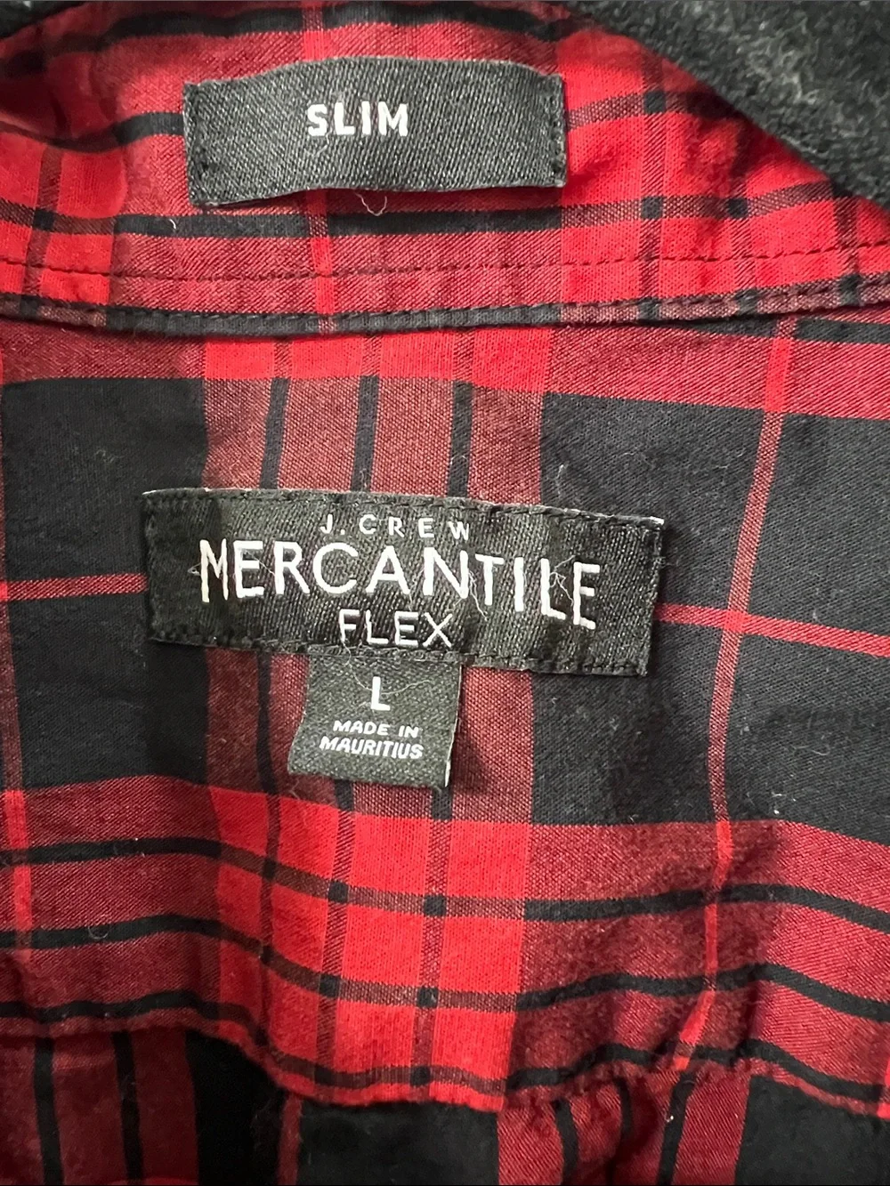 J crew Mercantile Red & Black Plaid Button-Down slim Shirt - Men size large